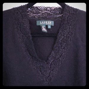 Ralph Lauren 🔲 Beaded-lace trimmed sweater 🔳